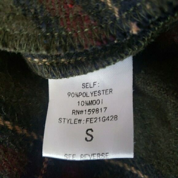 ALTAR'D STATE Plaid Fleece Hooded Shacket Green Y2K 90's Grunge Slouchy Size S - Picture 4 of 9